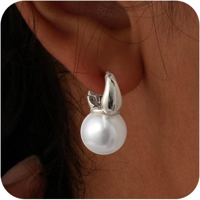 CHESKY Pearl Earrings for Women, Dainty 14K Gold Plated/Silver Plated Drop Quality Handpicked AAA+ Freshwater Cultured Round Pearls Dangle Earrings Wedding Jewelry for Women Gifts