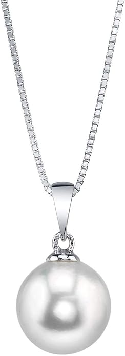 The Pearl Source Freshwater Pearl Pendant Sydney Necklace for Women - Cultured Pearl Necklace | Single Pearl Necklace for Women with 925 Sterling Silver Chain