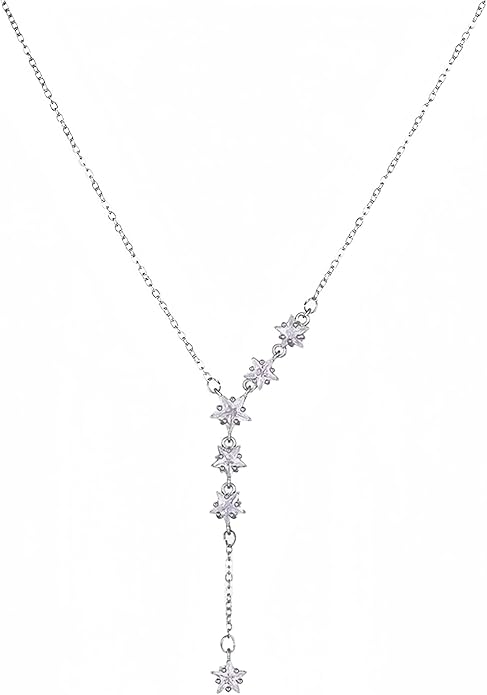 Irregular Y2k Long Y-shaped Necklace with Zircon Inlaid Sparkling Brick Tassel Pendant Double-Layer Chain High-end Fashion Accessory Women's