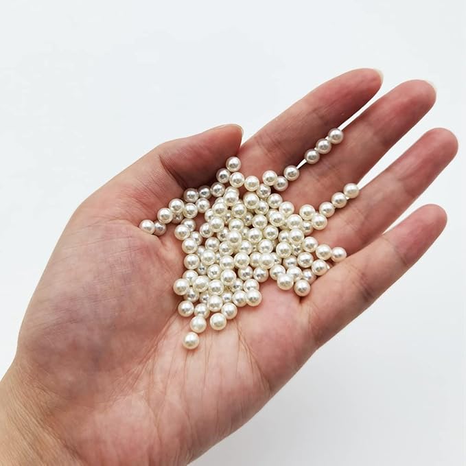 INSPIRELLE 3800pcs 5mm Ivory Polished ABS Undrilled Art Faux Pearls for Vase Fillers, No Hole Imitation Round Pearl Beads for Home Decoration