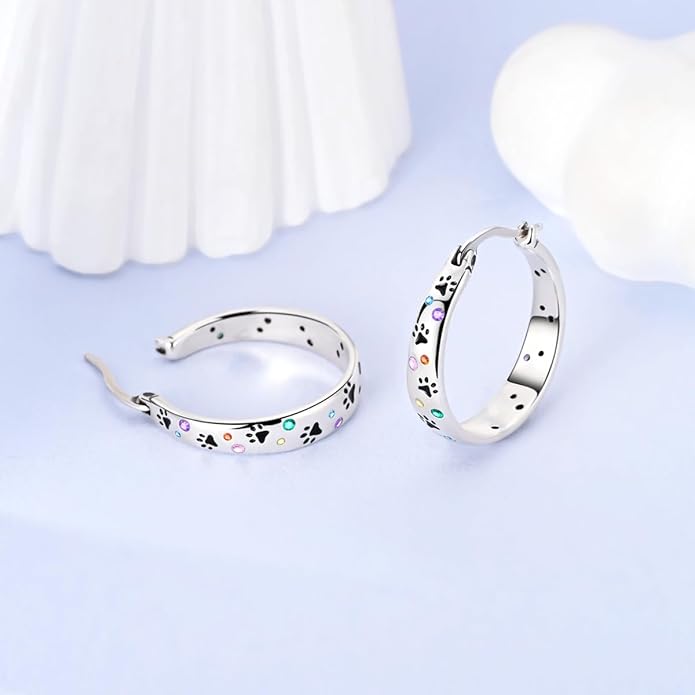 NARMO 925 Sterling Silver Hoop Earrings for Women Hypoallergenic Lightweight Simple Huggie Hoop Earrings Twisted Hoop Earrings Colorful Cubic Zirconia Hoop Earrings Rainbow Hoop Earrings