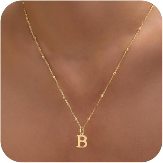 Initial Necklaces for Women Dainty Gold Letter Pendant Necklace 14k Gold Plated A-Z Name Necklaces Cute Charm Choker Necklace Fashion Accessories Non Tarnish Trendy Jewelry Gift