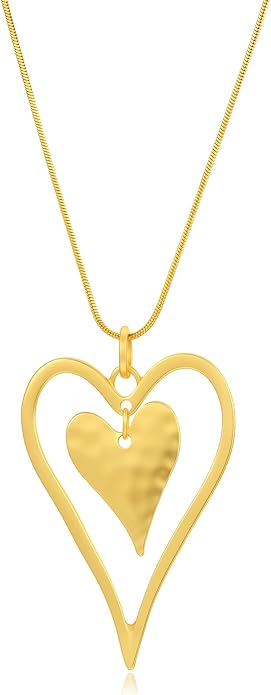 Long Heart Necklace for Women Gold Chain Pendant Y Necklace Set Statement Pendant Chic Jewelry With