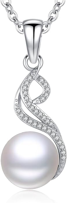 Sebina Pearl Pendant Necklace for Women,925 Sterling Silver Pendant Jewelry,Anniversary Christmas Birthday Valentines Gifts for Wife, Mom, Dauhter, Girlfriend,Her