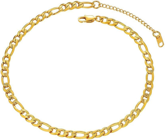 PROSTEEL 316L Stainless Steel Figaro Cuban Chain Necklace for Men, Black/18K Real Gold Plated, 4/5/6/7.5/9/10/13mm, 14inch-30inch, Come with Box