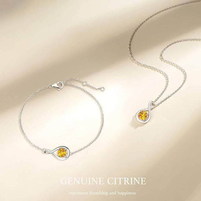 FANCIME Love Bracelet 925 Sterling Silver Infinity Birthstone Bracelets for Women Fine Jewelry Birthday Christmas Gifts for Her Mom Wife, Chain Length 6.7"+1.2" Extend