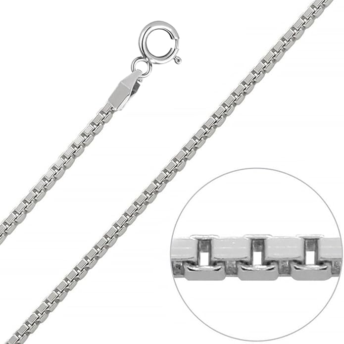 LeCalla 925 Sterling Silver Italian 0.08 MM, 1 MM, 2 MM Box Chain Necklace for Women Men with Spring Ring Clasp, Made in Italy (16, 18, 20, 22, 24 Inches)