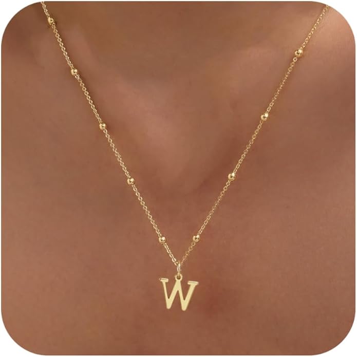 Initial Necklaces for Women Dainty Gold Letter Pendant Necklace 14k Gold Plated A-Z Name Necklaces Cute Charm Choker Necklace Fashion Accessories Non Tarnish Trendy Jewelry Gift