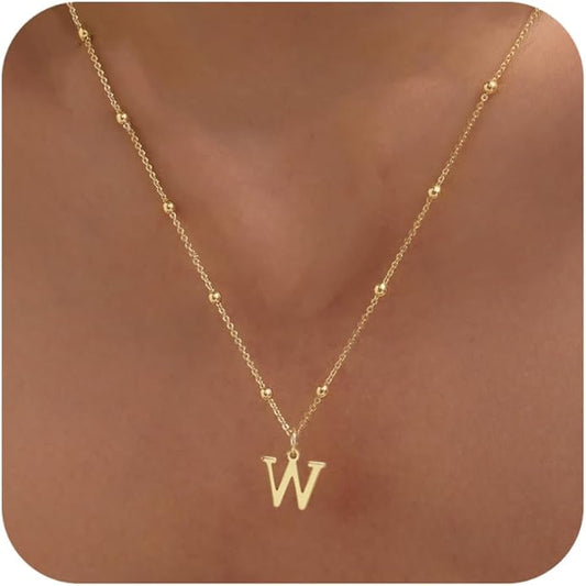 Initial Necklaces for Women Dainty Gold Letter Pendant Necklace 14k Gold Plated A-Z Name Necklaces Cute Charm Choker Necklace Fashion Accessories Non Tarnish Trendy Jewelry Gift