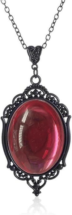 MIFYNN Gothic Stardust Crystal Cameo Necklace Red Purple Crystal Pendant Necklace Vintage Satan Demon Halloween Jewelry for Women
