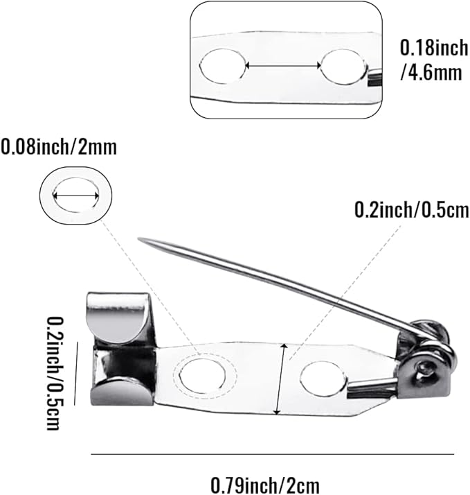 100 Pcs Bar Pins - Silver Brooch Clasp Pins for Badges, DIY Craft, Sewing, Baby Shower, Wedding Name Tags (20mm)