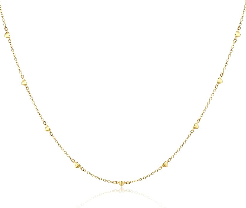 Foxgirl Gold Heart Necklaces for Women 14k Gold Plated Pendant Necklace Simple Cute Necklaces for Women Dainty Layered Choker Necklaces for Women Gold Jewelry for Teen Girls