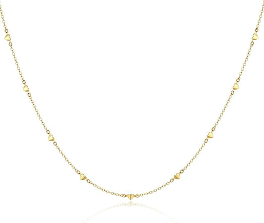 Foxgirl Gold Heart Necklaces for Women 14k Gold Plated Pendant Necklace Simple Cute Necklaces for Women Dainty Layered Choker Necklaces for Women Gold Jewelry for Teen Girls