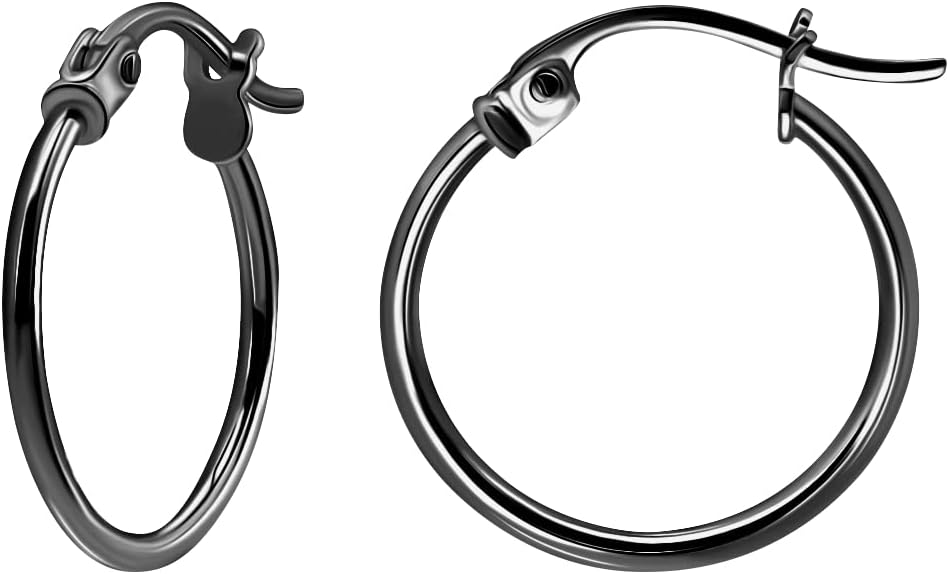 SEA OF ICE 925 Sterling Silver Hoop Earrings for Women - Hypoallergenic Earrings for Women in Sterling Silver, Yellow Gold, Rose Gold or Black Rhodium | Sizes 12MM, 15MM, 20MM or Multipack