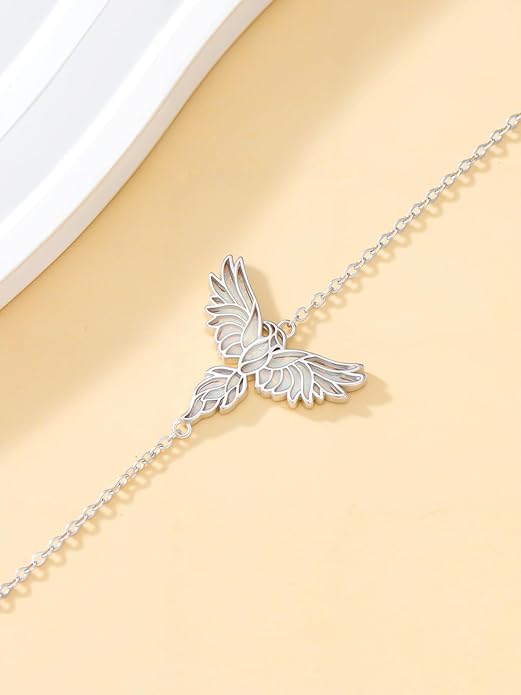 Butterfly/Phoenix/Dove/Dragonfly/Hummingbird Bracelet for Women 925 Sterling Silver Opal Bracelet Dainty Link Jewelry Birthday Christmas Gifts for Women Her