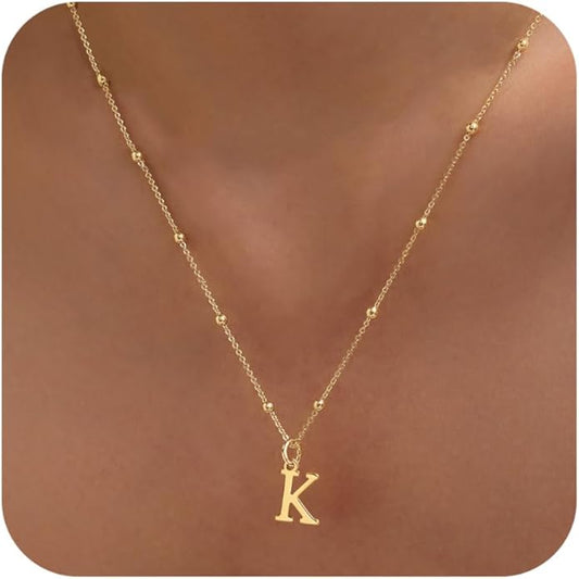 Initial Necklaces for Women Dainty Gold Letter Pendant Necklace 14k Gold Plated A-Z Name Necklaces Cute Charm Choker Necklace Fashion Accessories Non Tarnish Trendy Jewelry Gift