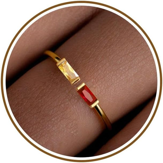 JSJOY Birthstone Rings for Women Dainty Emerald Blue Ring Birthday Gifts for Mom Her Gemstones CZ Ring for Teens Gold Rings That Don't Tarnish Adjustable Ring Jewelry Gifts