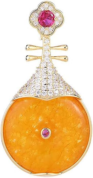 14K Gold Pipa-Shaped Brooch with Moissanite Accents - Elegant Chinoiserie Handcrafted Jewelry, Unique Shawl Pin for Women, Ideal Gift for Birthdays and Special Events