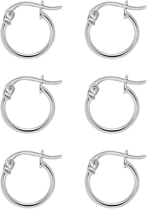 SEA OF ICE 925 Sterling Silver Hoop Earrings for Women - Hypoallergenic Earrings for Women in Sterling Silver, Yellow Gold, Rose Gold or Black Rhodium | Sizes 12MM, 15MM, 20MM or Multipack