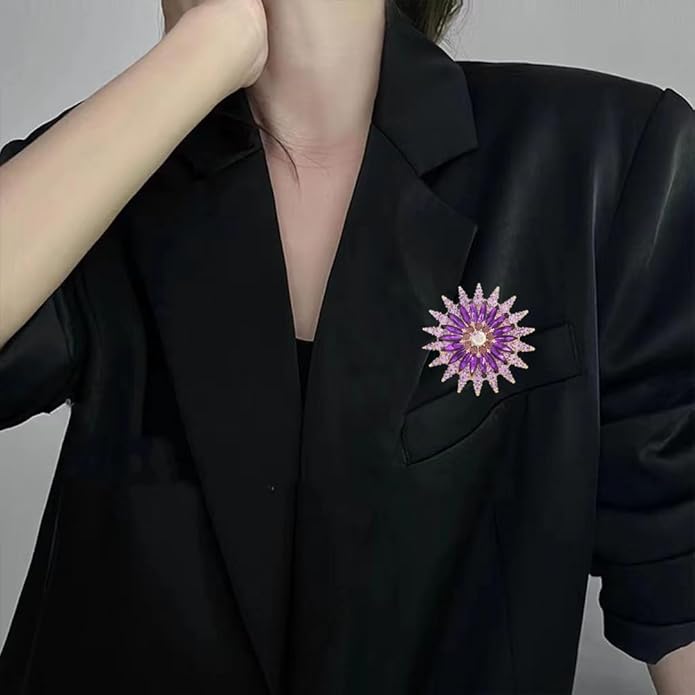 Rhinestone Flower Brooch Pin for Women Red Black Purple Flower Broochs Pin Hat Christmas Brooch Jewelry