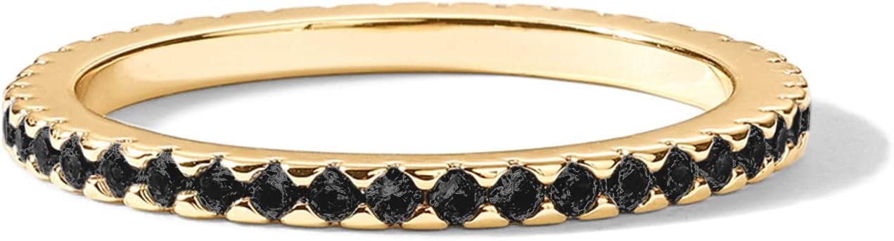 PAVOI 14K Gold Plated Sterling Silver Colored CZ Stones Stackable Ring | Simulated Diamond Eternity Bands for Women