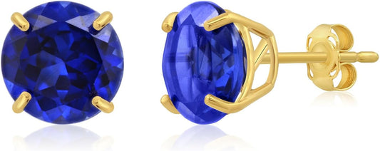 14k Gold Large Round Stud Earrings for Women | 9mm Birthstone Earrings | Gemstone Earrings for Women | Gemstone Stud Earrings for Women by MAX + STONE