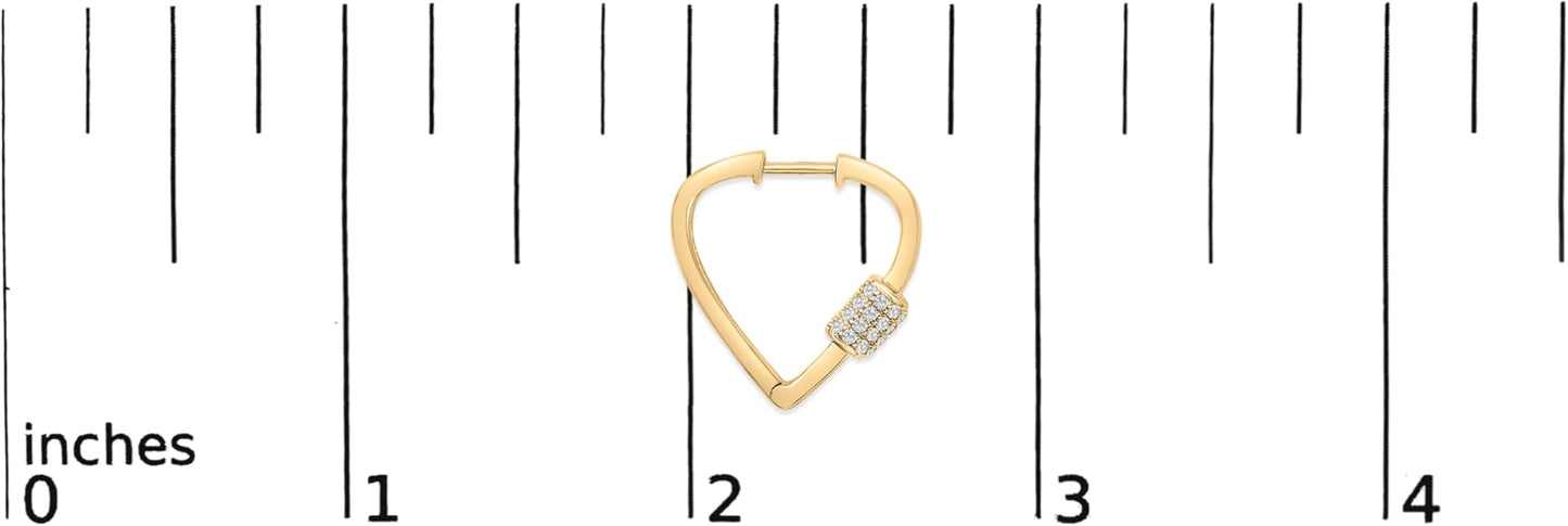 10K White or Yellow Gold 3/8 Cttw Lab Grown Diamond Heart Shaped Huggie Hoop Earrings