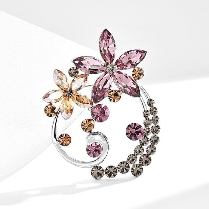 Flower Brooch Pin - Rhinestone Flower Pin 18k Gold Plated - Thanksgiving Day, Birthday, Wedding Gifts for Mom, Wife