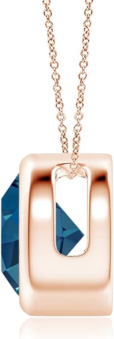 Angara Natural London Blue Topaz Solitaire Pendant for Women | Round Blue Topaz Pendant Necklace in 14K Solid Gold/Silver/Platinum With 18" Chain | December Birthday, Gemstone Jewelry Gift
