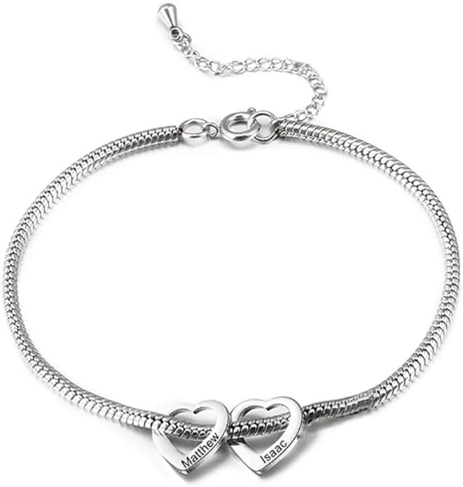 Personalized Anklets for Women Adjustable Silver Gold Anklets with Heart Name Initial Ankle Bracelets for Women Jewelry Gifts for Mom Her