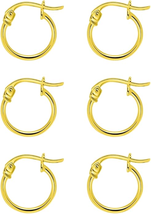 SEA OF ICE 925 Sterling Silver Hoop Earrings for Women - Hypoallergenic Earrings for Women in Sterling Silver, Yellow Gold, Rose Gold or Black Rhodium | Sizes 12MM, 15MM, 20MM or Multipack