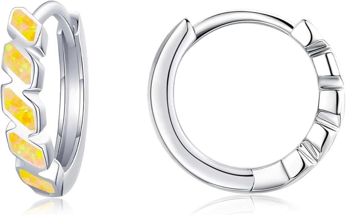 Small Hoop Earrings for Women 925 Sterling Silver Huggie Hoop Opal Earrings Hypoallergenic Earring Jewelry Gifts