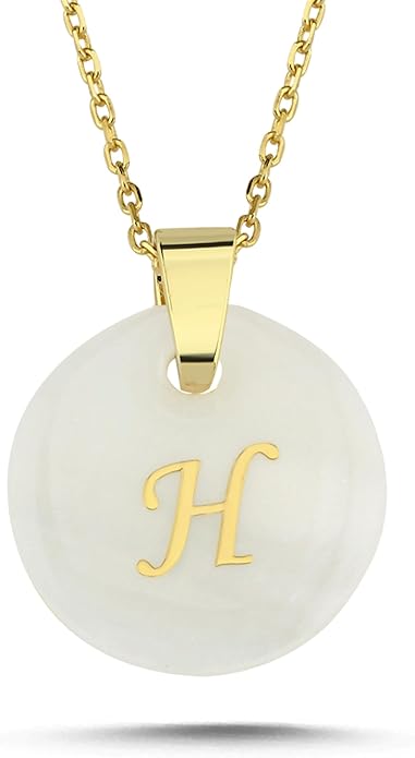 Initial Necklace for Women - Gifts for Women 18ct Gold Vermeil Letter Necklace Genuine Mother of Pearl 925K Sterling Silver Dainty Letter A-Z Necklace