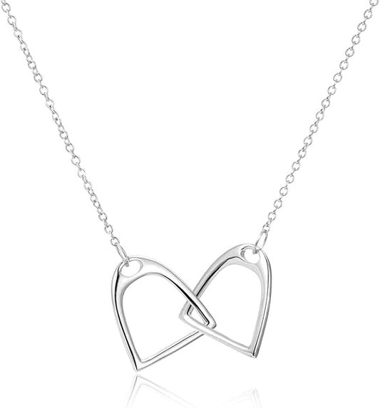 YFN Sterling Silver Double Horse Strirrup Lariat Necklace Gift For Women