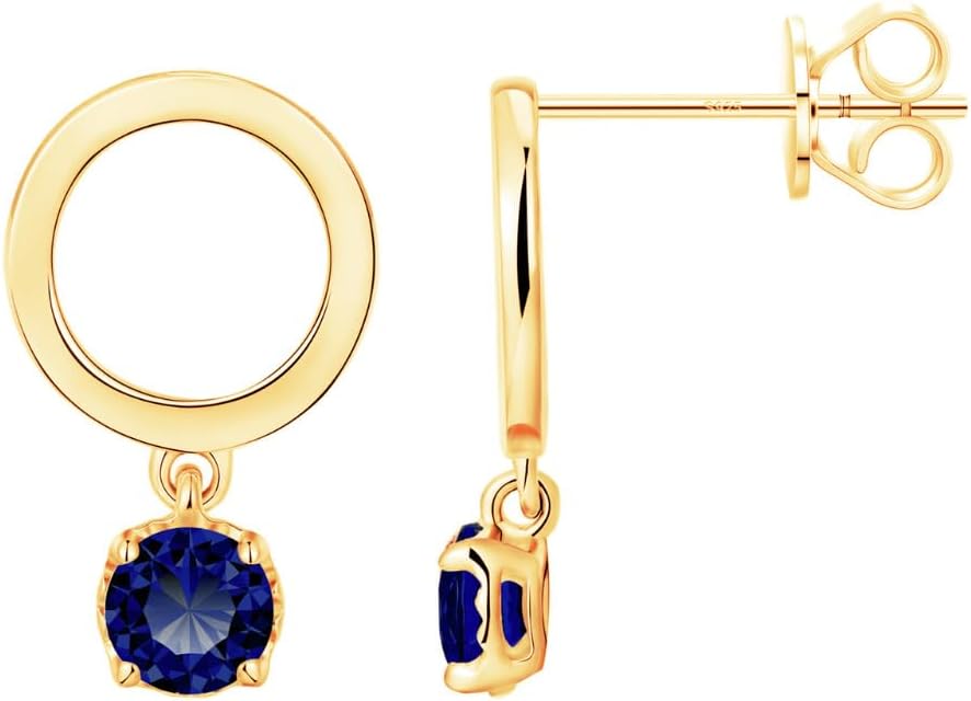 18K Yellow/White Gold Plated Silver Earring With 0.60 TCW Lab Grown Diamonds/Emerald/Blue Sapphire/Moissanite, Earrings For Women, Gift For Her Jewelry For Women Comes With Gift Box