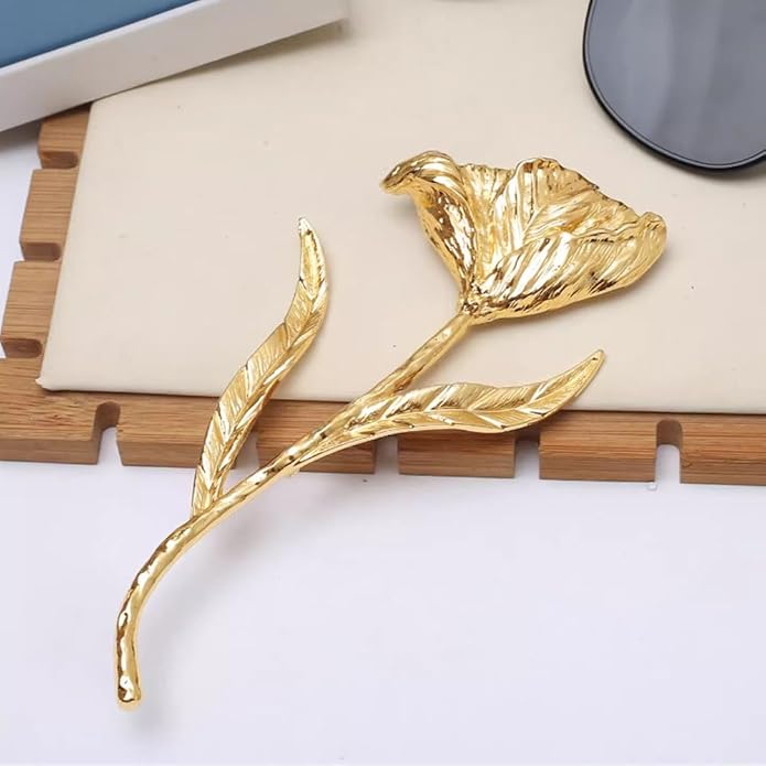 Large Gold Rose Flower Brooches for Women Floral Brooch Pins Womens Vintage Womens Brooch for Dress Clothes Corsage Clothing Brooches Accessories Fashion Exaggerated Metal Corsages Pin Jewelry