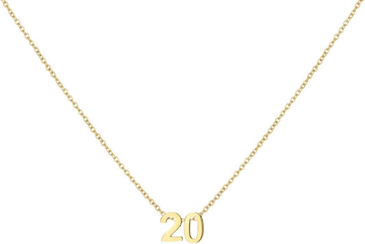 Number Necklace for Women Dainty 18K Gold Plated Pendant Necklace Charm Birth Month Personalized Jewelry Birthday Gift