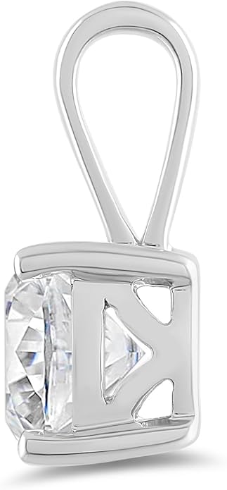 Everyday Elegance Solid 14K Gold Cubic Zirconia Solitaire Pendant Necklace for Women Heart, Princess, Round, Oval, Emerald, Pear & Cushion Cut 1 or 2 CTW | .60mm Thick 16" 18" Length Box Link Chain