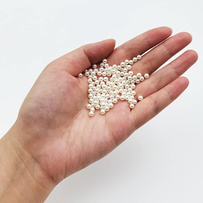 INSPIRELLE 6000pcs 4mm Ivory Polished ABS Undrilled Art Faux Pearls for Vase Fillers, No Hole Imitation Round Pearl Beads for Home Decoration