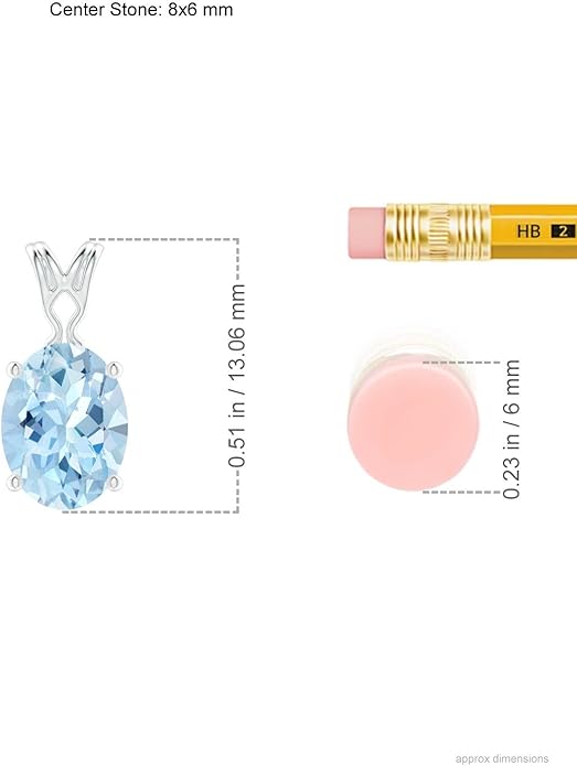 Angara Natural Aquamarine Solitaire Pendant for Women | Vintage in 14K Solid Gold/Platinum With 18" Chain | March Birthday, Anniversary, Gemstone Jewelry Gift