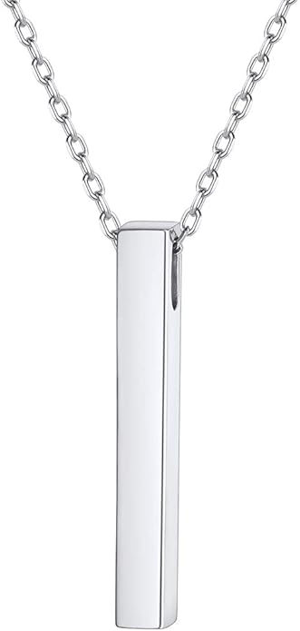 ChicSilver Customizable Vertical Bar Pendant Necklace 925 Sterling Silver Y Necklace Simple Fashion Jewelry Gifts for Women