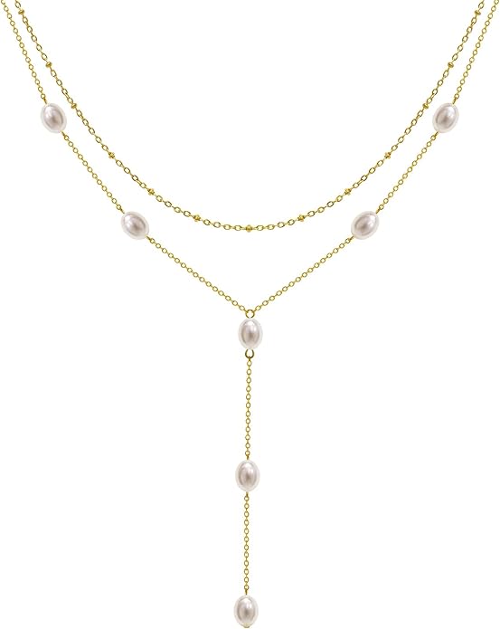 Suyi Lariat Necklace for Women Gold Dainty Long Necklace 14k Gold Plated Y-Shaped Necklaces