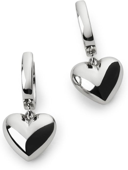 Ana Luisa Puffed Heart Earrings - Heart Charm Huggie Hoops and Earring Stud Styles - Dainty 14K Gold Plated, Silver Rhodium Plated & Mixed Metal Silver & Gold Earrings - Hypoallergenic Water-Resistant