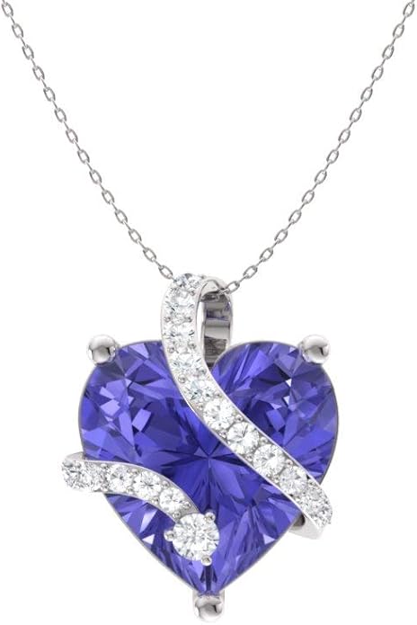 Diamondere Natural and Certified Heart Cut Gemstone and Diamond Wrap Heart Petite Necklace in 14k Solid Gold | 1.68 Carat Pendant with 18 Inch Chain Valentine's Day gift for her