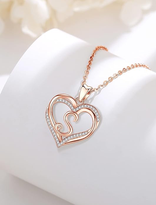 INFUSEU Unique Initial Necklaces for Women Girls Small Heart Letter Jewelry, Meaningful Personalized Gifts