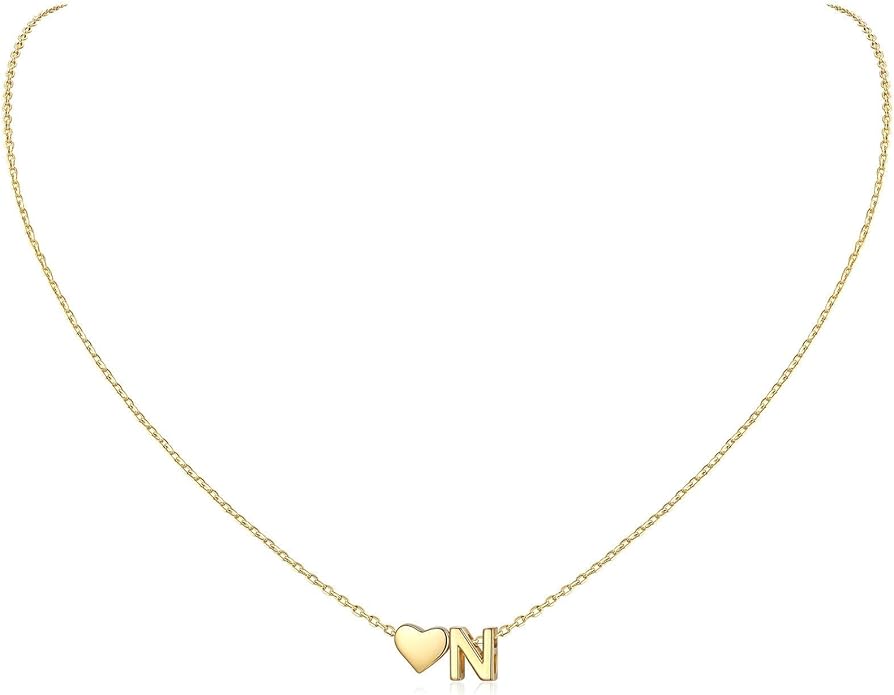 ChicSilver 925 Sterling Silver Heart Initial Necklaces for Women -Dainty Personalized Heart Pendant Letter Alphabet Necklace for Women