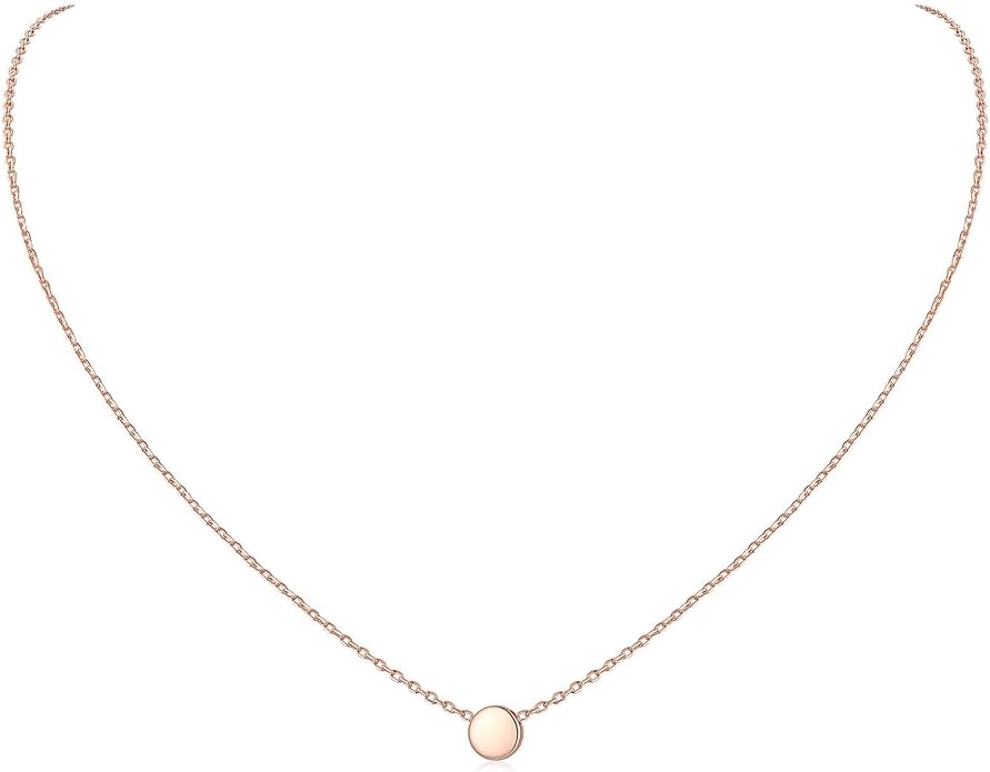 ChicSilver Personalized 925 Sterling Silver Dainty Small Heart/Star/Moon/Dot/Triangle Pendant Necklace for Women, Silver/Gold/Rose Gold/Black (with Gift Box)