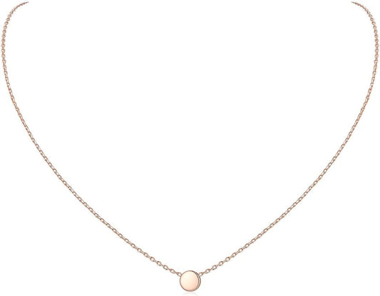 ChicSilver Personalized 925 Sterling Silver Dainty Small Heart/Star/Moon/Dot/Triangle Pendant Necklace for Women, Silver/Gold/Rose Gold/Black (with Gift Box)