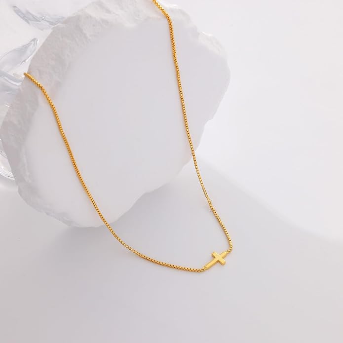 Cross Necklace for Women Dainty 14K Real Silver Gold Plated Layered Cross Pendant Necklace Stack Simple Trendy Cute Charm Choker Necklaces Jewelry Gift for Women Teen Her