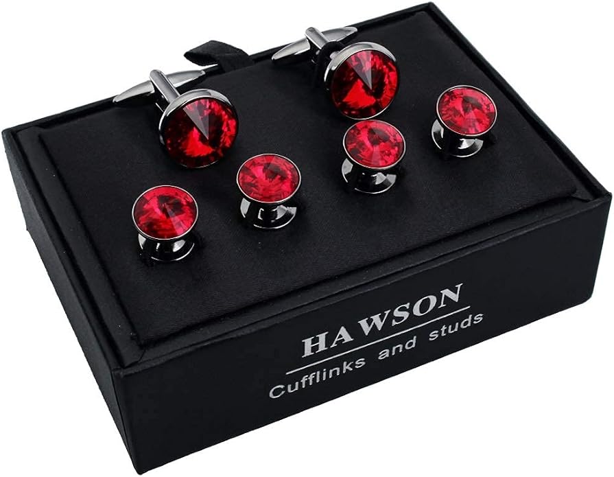 HAWSON Cufflinks for Men with 4/6 pcs Shirt Studs Set, Gift Box Packed, Mens Jewelry or Accessories for Wedding, Party, Anniversary, Birthday
